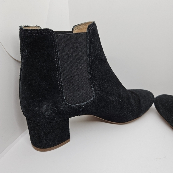 NEW MADEWELL The Walker Chelsea Ankle Heel Boots In Suede 8  Madewell the Walker black suede heeled chelsea ankle boots US 8